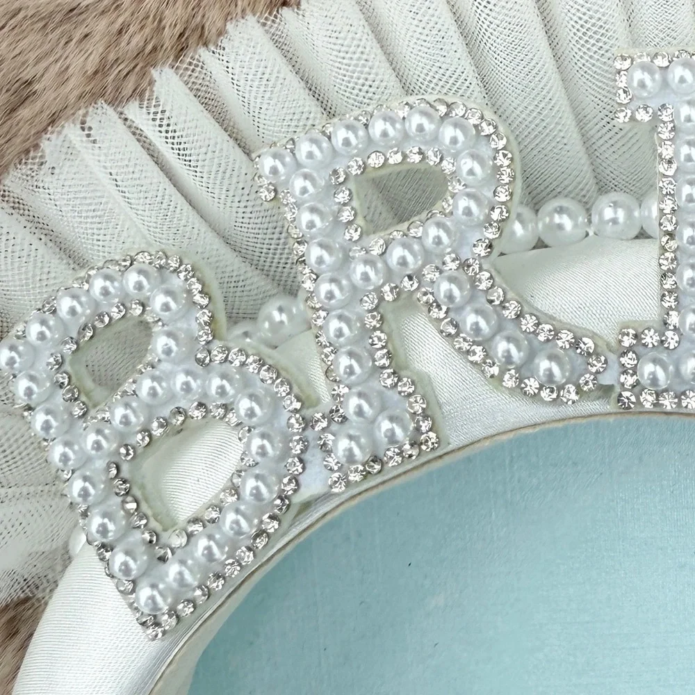 Piper K Bride Bridal Pearl Embellished Headband Tulle Rhinestones NEW with Tags